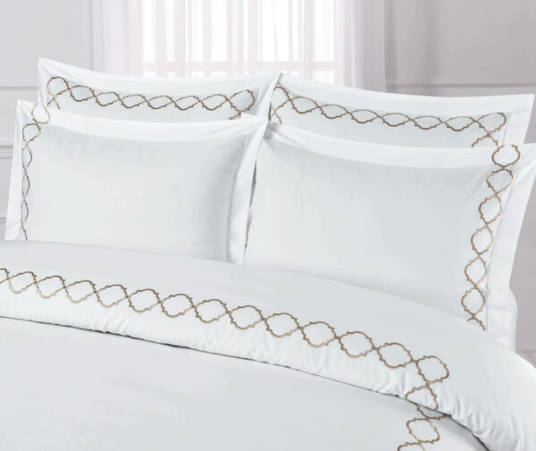 Style 2 FITTED SHEET (SET) STYLE-2 WHITE WITH LINEN EMBROIDERY